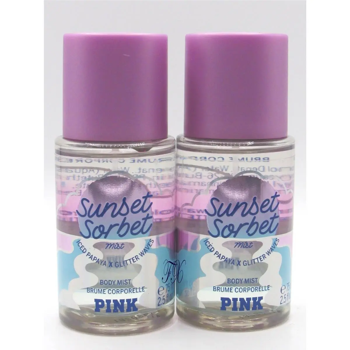 Victoria`s Secret Pink Sunset Sorbet Body Mist Spray 2.5 OZ Lot OF 2 Pcs