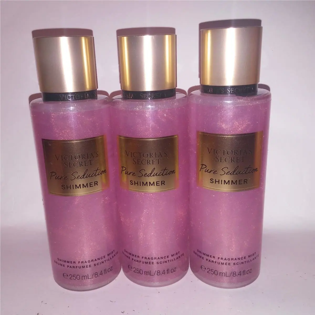 Set of 3 Victoria Secret Body Spray Fragrance Mist Pure Seduction Shimmer Full S
