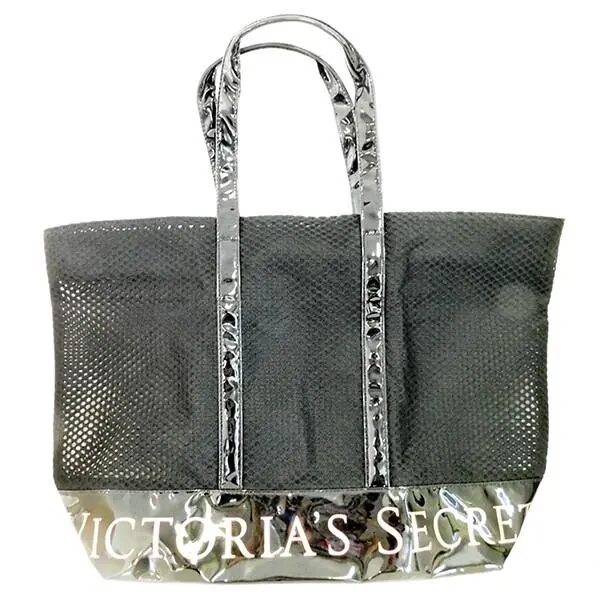 Victoria`s Secret Black Mesh and Plastic Tote with Zipper by Victoria's Secret