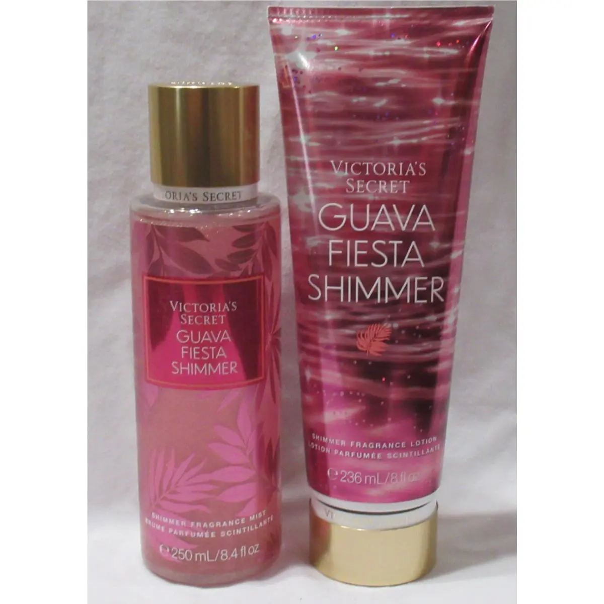 Victoria`s Secret Fragrance Mist Lotion Set Lot of 2 Guava Fiesta Shimmer