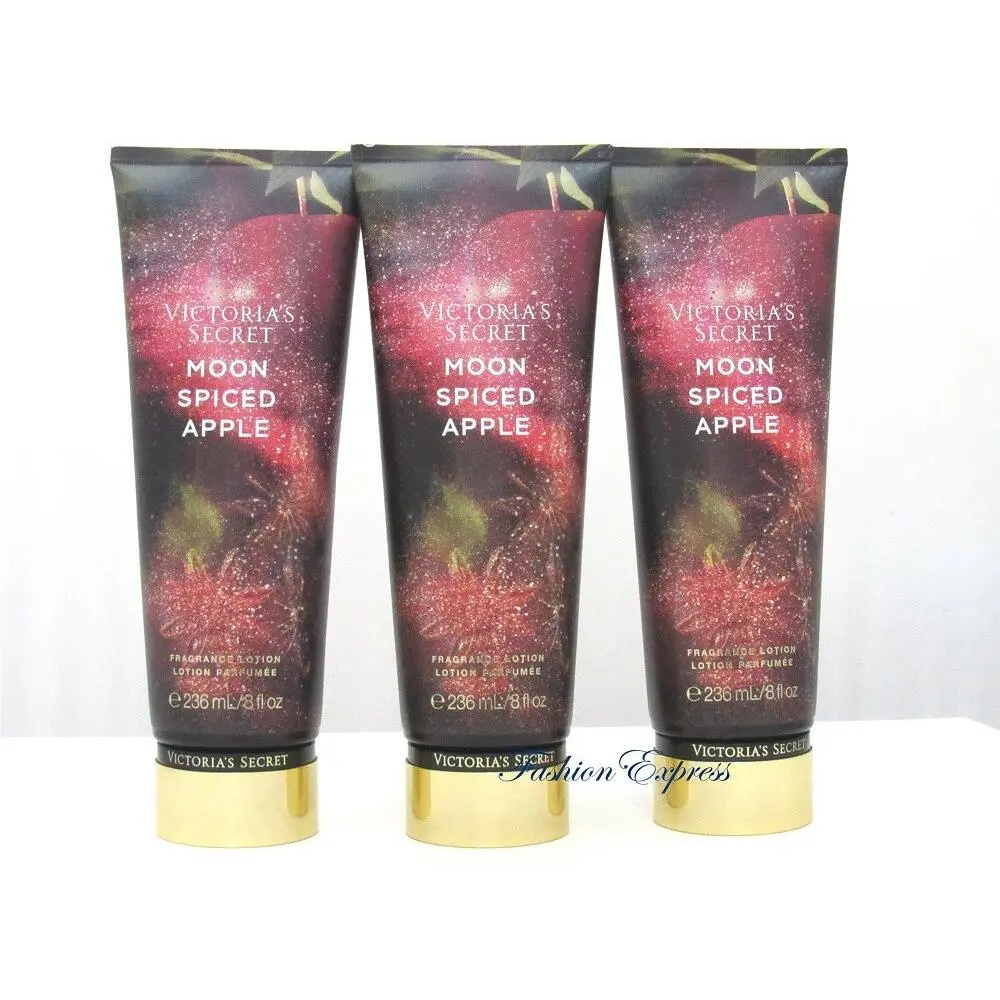 Victoria`s Secret Moon Spiced Apple Body Lotion 8 FL OZ Lot OF 3 Pcs