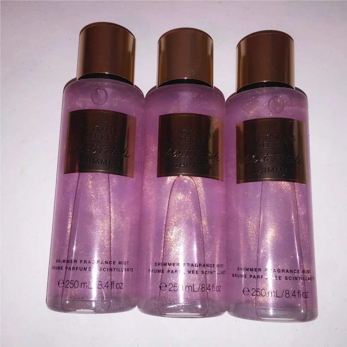 Set of 3 Victoria Secret Fragrance Spray Body Mist Velvet Petals Shimmer Full Si