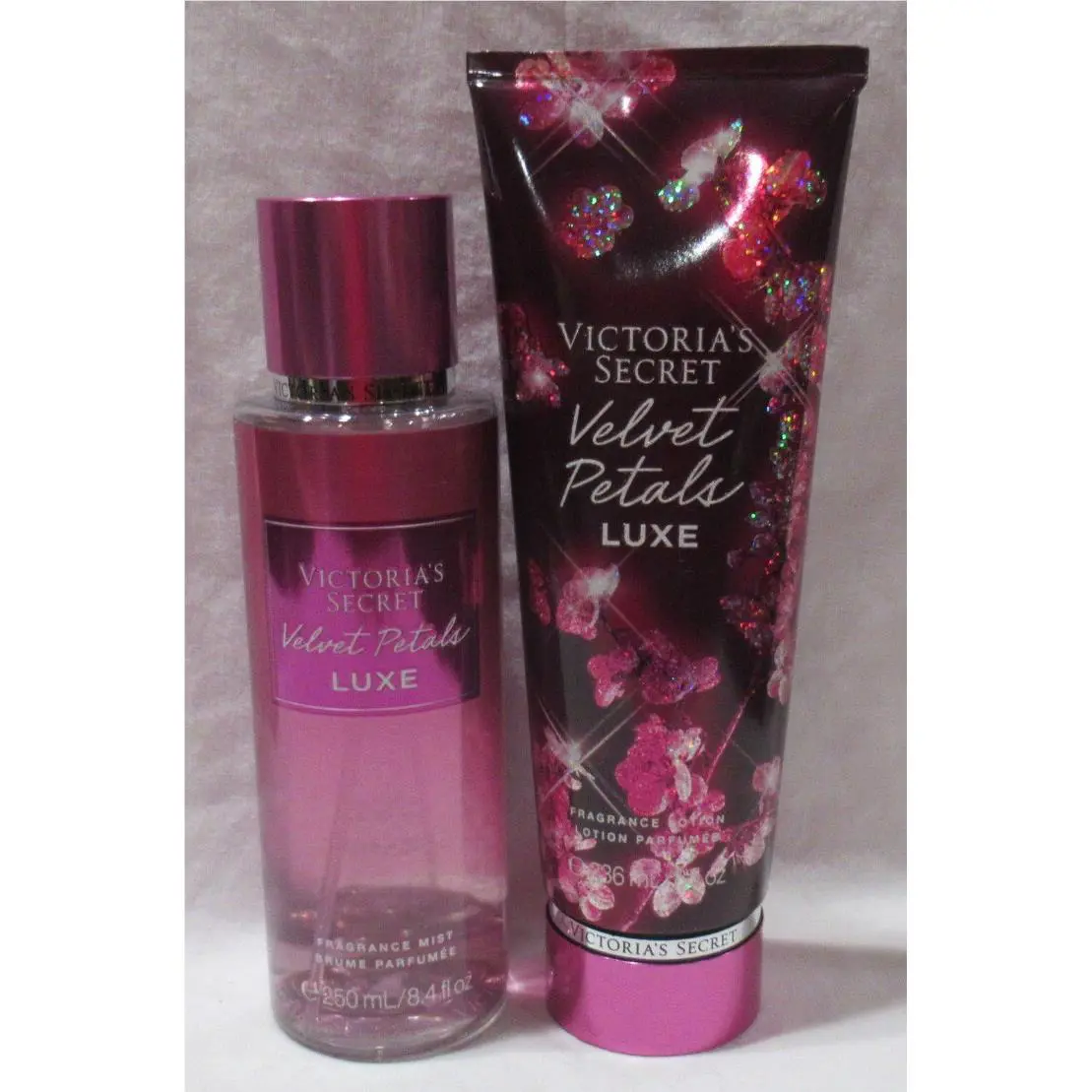 Victoria`s Secret Fragrance Mist Lotion Set 2 Velvet Petals Luxe Lavish