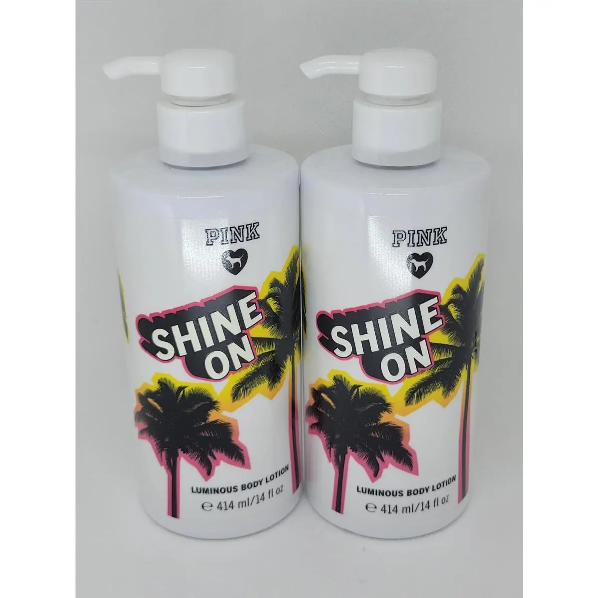 Victoria`s Secret Pink Shine On Luminous Body Lotion - 14oz x2