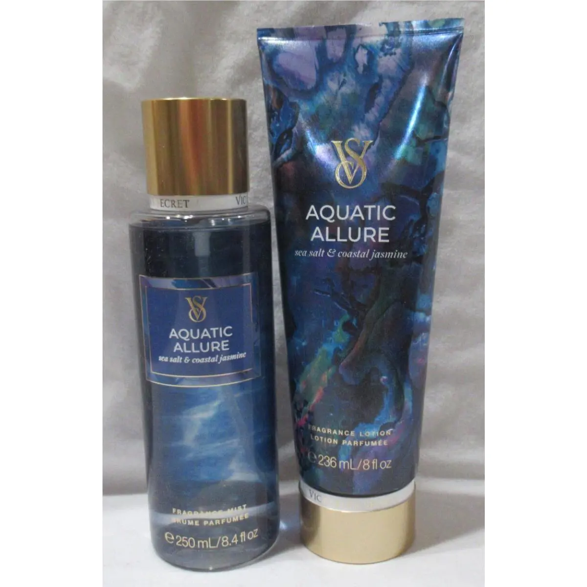 Victoria`s Secret Fragrance Mist Lotion Set Lot of 2 Aquatic Allure