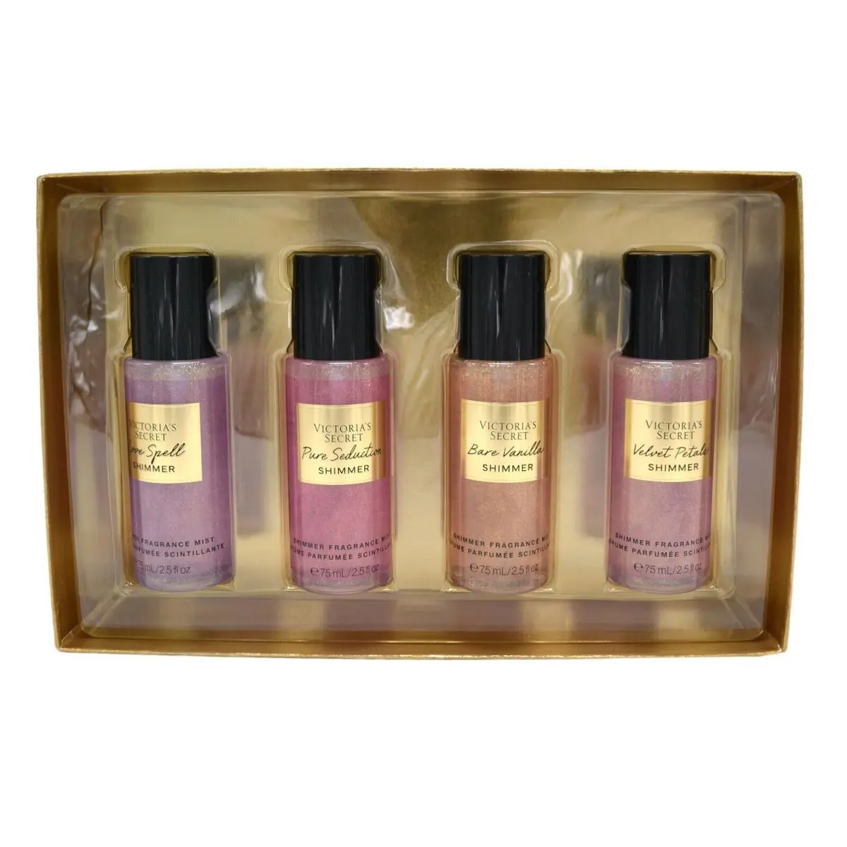 Victoria`s Secret Shimmer Travel Mist Spray Gift Set Love Spell Bare Vanilla