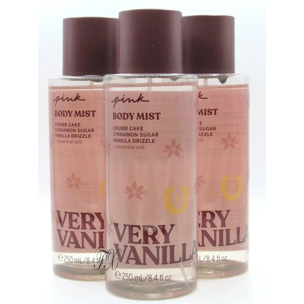 Victoria`s Secret Pink Very Vanilla Body Mist Spray 8.4 FL OZ Lot OF 3 Pcs