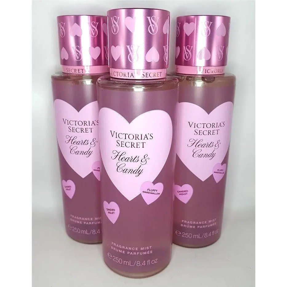 Victoria`s Secret Hearts Candy Body Mist 8.4 FL OZ Set OF 3