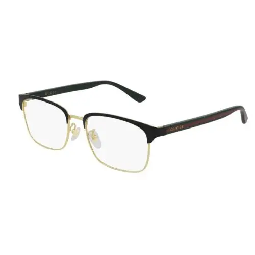 Gucci GG0934OA 001 Black Gold Green Rectangle Men`s 54 mm Eyeglasses