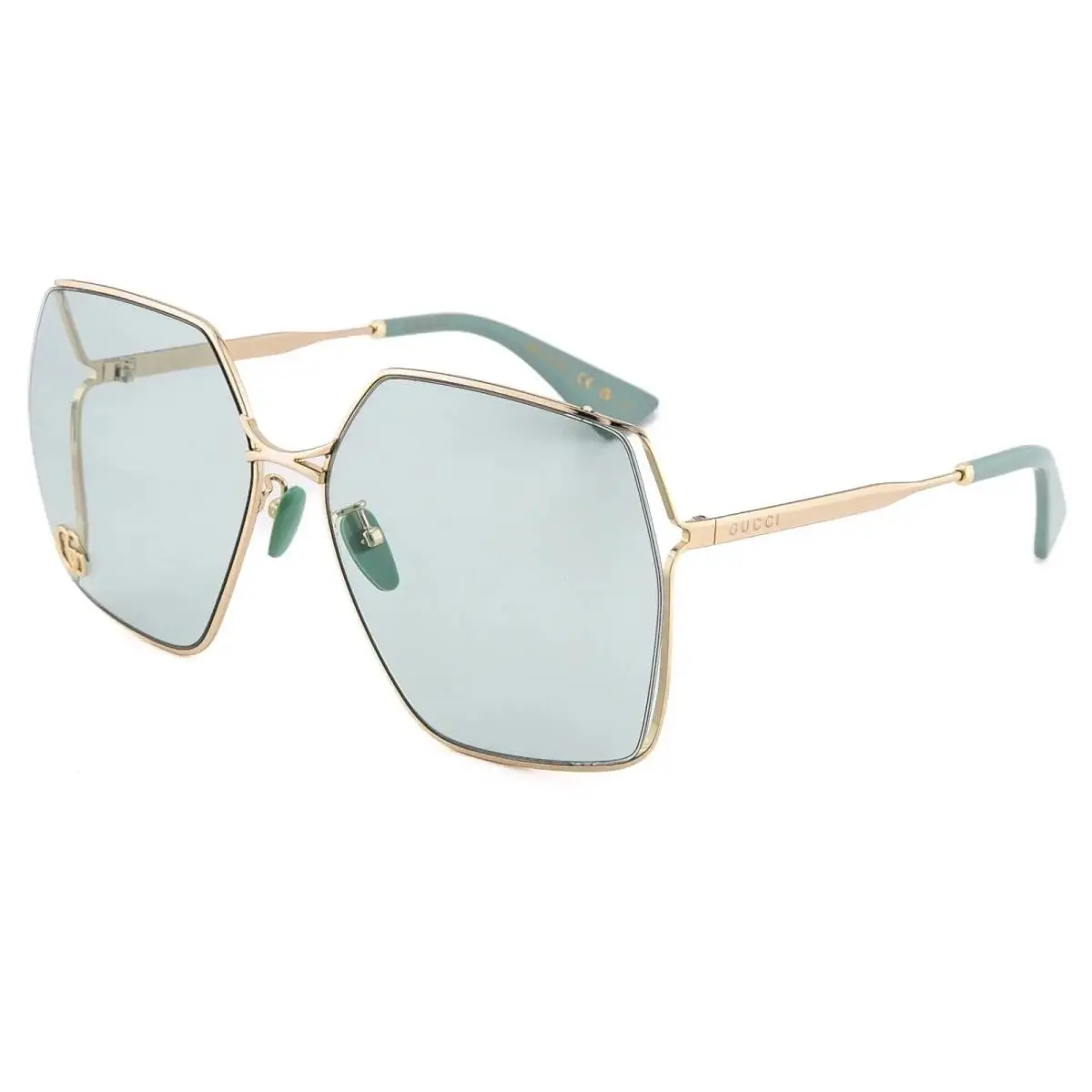 Gucci GG0817S 003 Gold Green Oversized Sunglasses