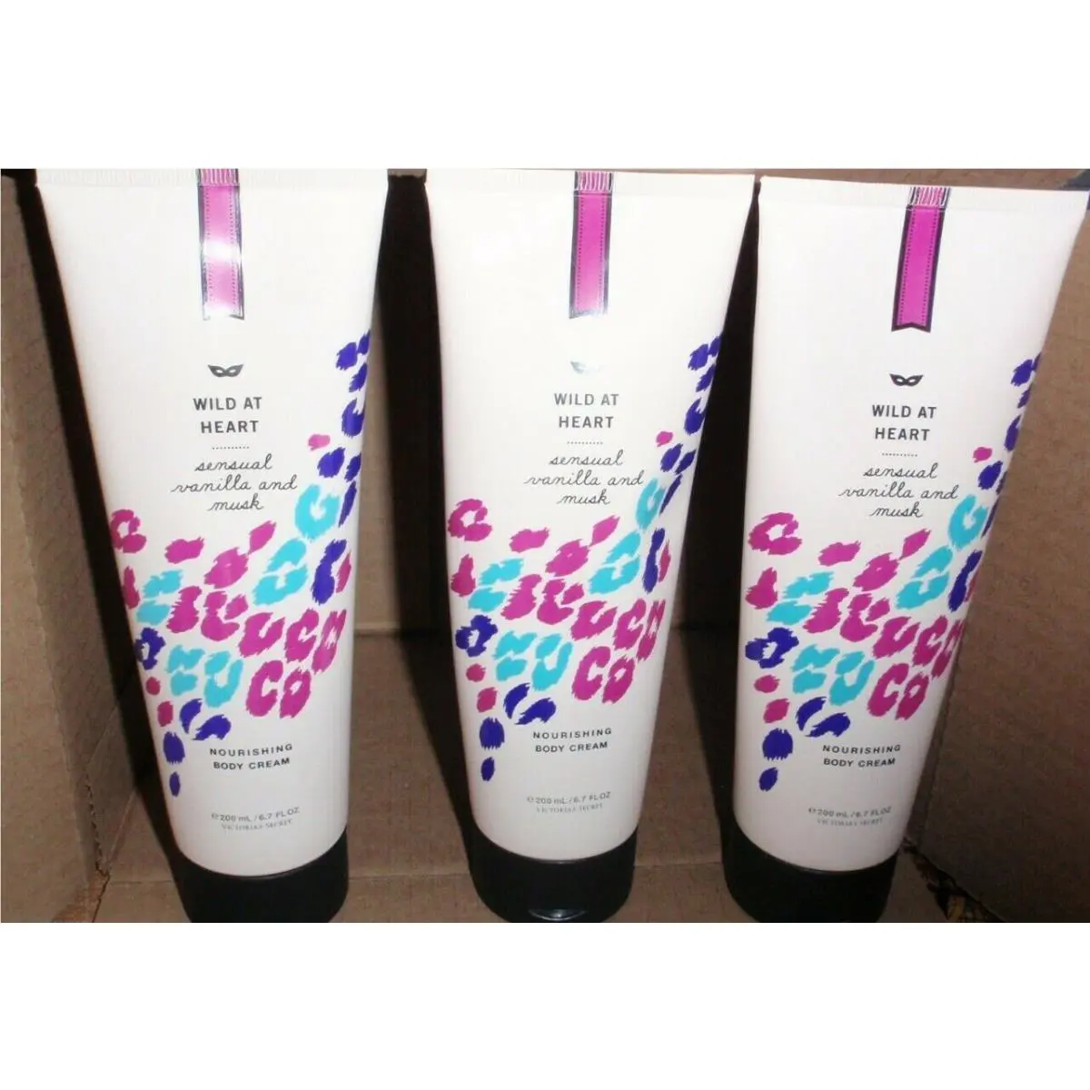Victoria`s Secret Wild AT Heart Body Cream X3 Sensual Vanilla and Musk