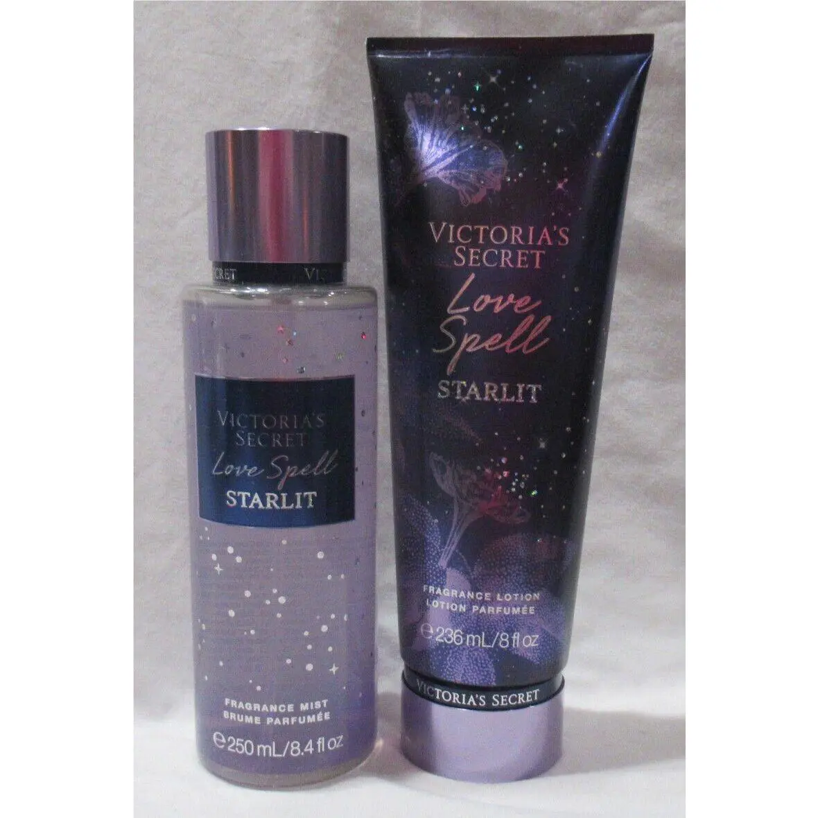 Victoria`s Secret Fragrance Mist Lotion Set Lot of 2 Love Spell Starlit