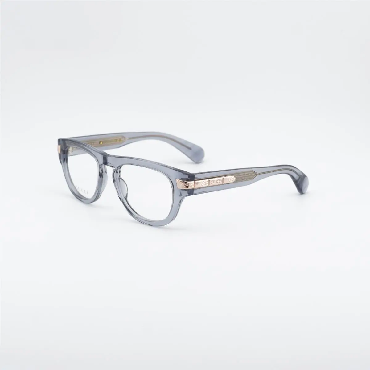 GG1519O 003 Shiny Transparent Grey 51mm Eyeglasses by Gucci