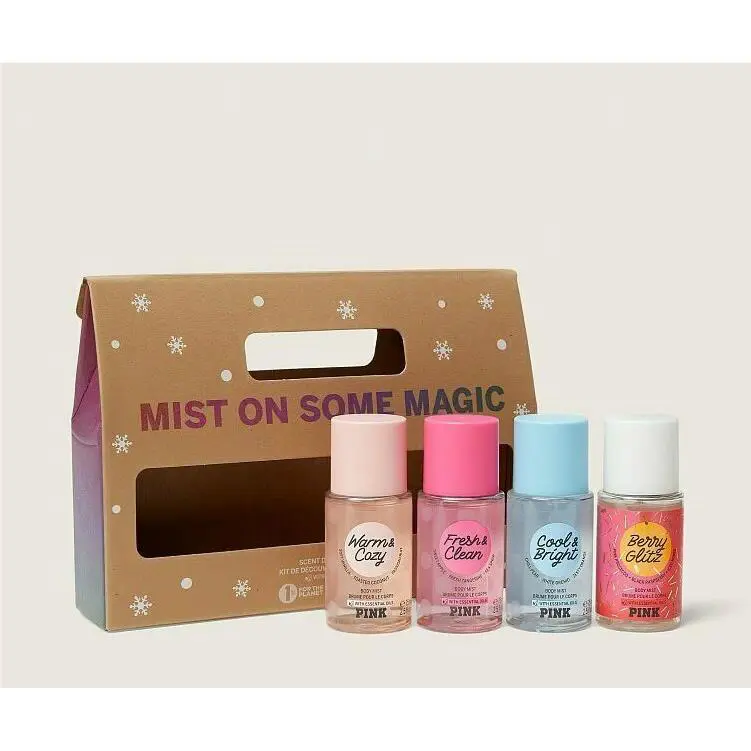 Victoria`s Secret Pink Body Mist Warm Cozy Fresh Clean Cool Bright Berry 4 Piece
