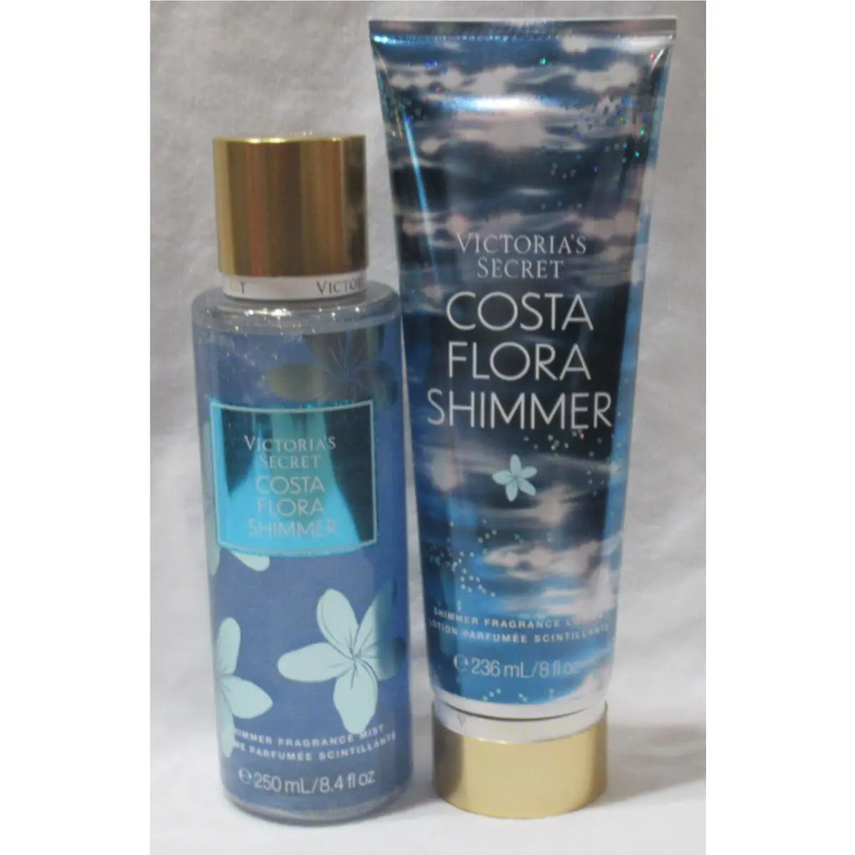 Victoria`s Secret Fragrance Mist Lotion Set Lot of 2 Costa Flora Shimmer