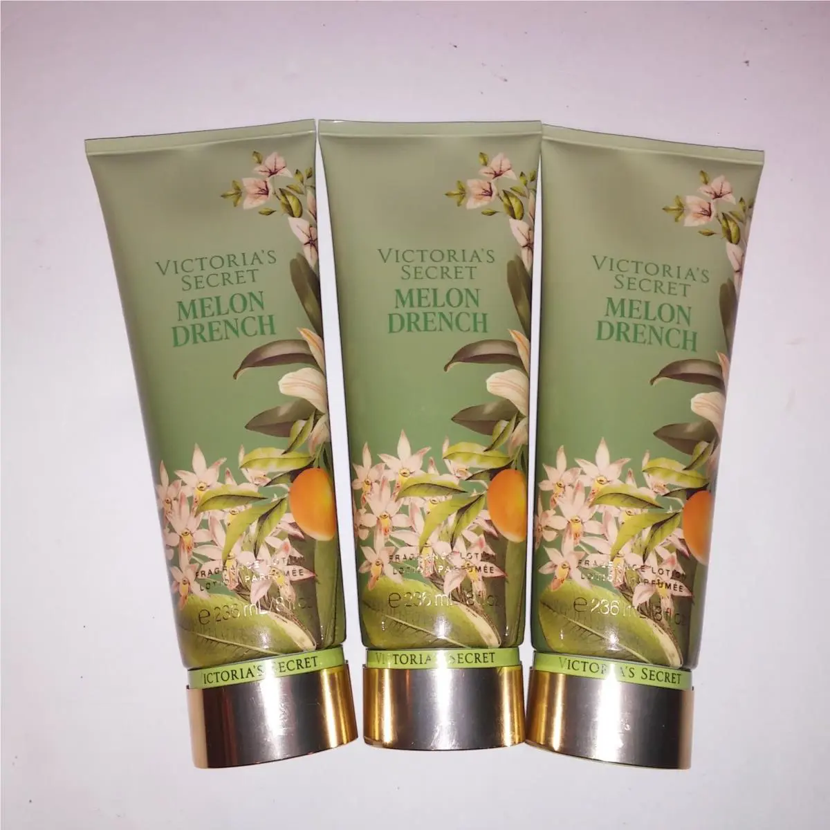 Set of 3 Victoria Secret Fragrance Lotion Drenched Melon Full Size 8oz Each Gift