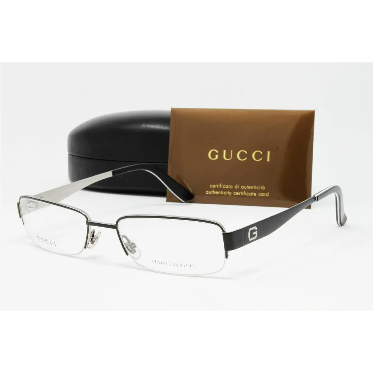 Gucci GG1938 Matte Black Rectangular Half Rim Eyeglasses Size 53mm