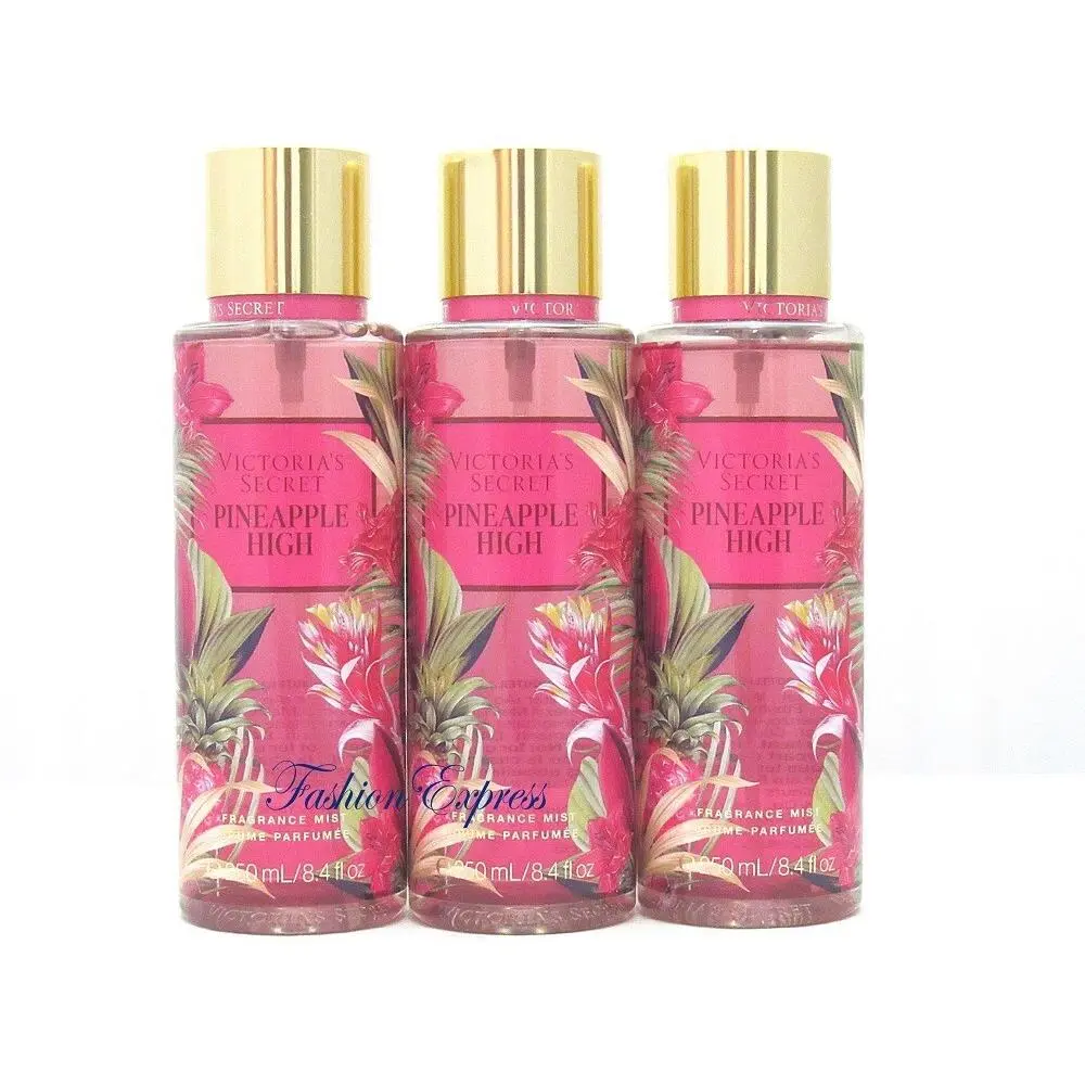 Victoria`s Secret Pineapple High Body Mist Spray 8.4 FL OZ Lot OF 3 Pcs by Victoria's Secret