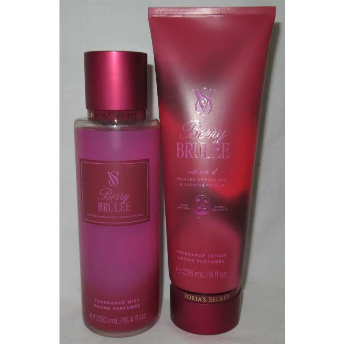 Victoria`s Secret Fragrance Mist Lotion Set Lot of 2 Berry Brulee Indulge