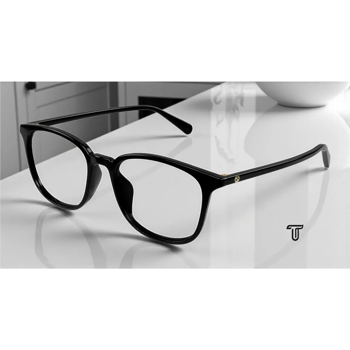 GG1230OA 002 Rectangular Squared Acetate Black 53 mm Men`s Eyeglasses by Gucci