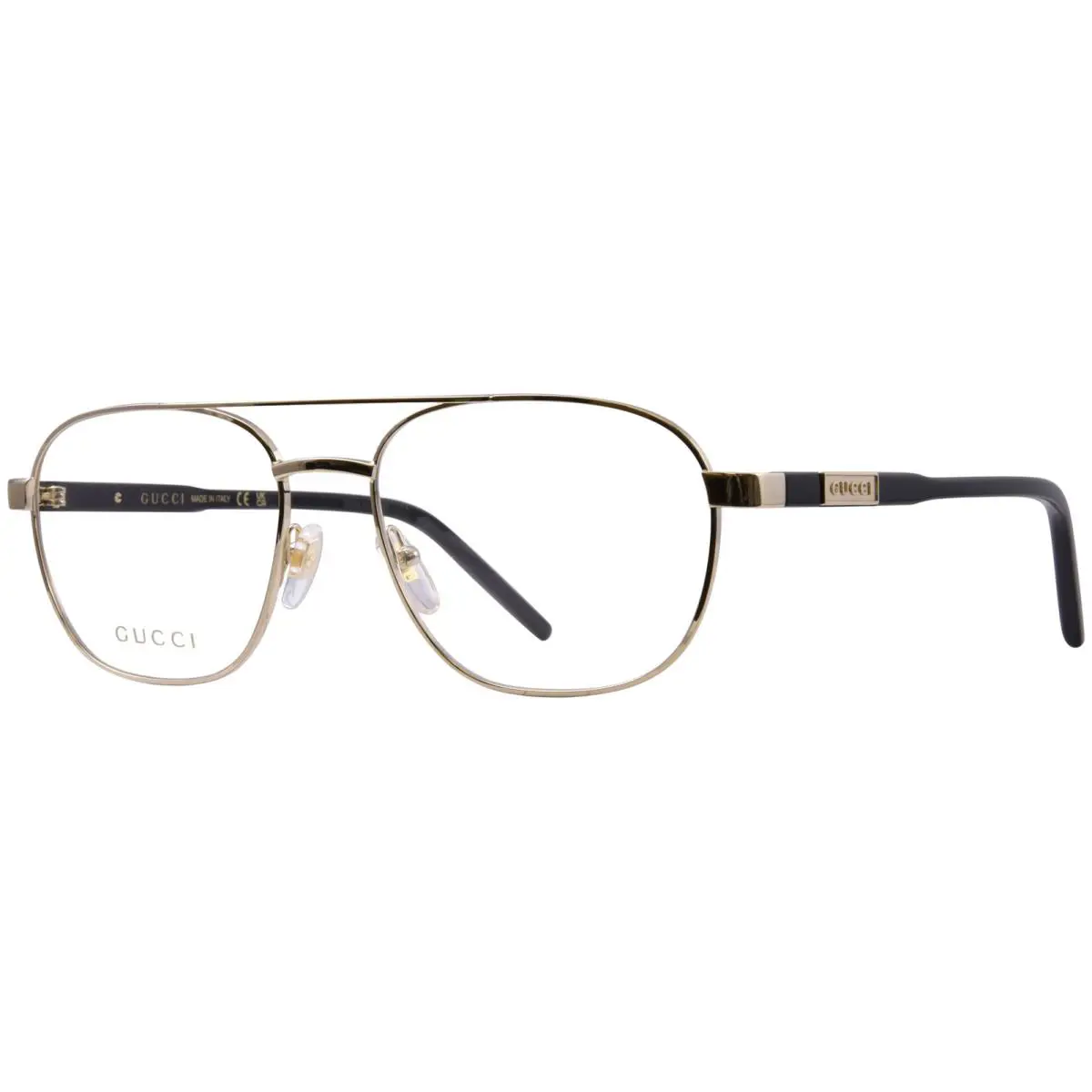 Gucci GG1800O 001 Eyeglasses Frame Men`s Gold/black Full Rim Pilot Style 56-mm