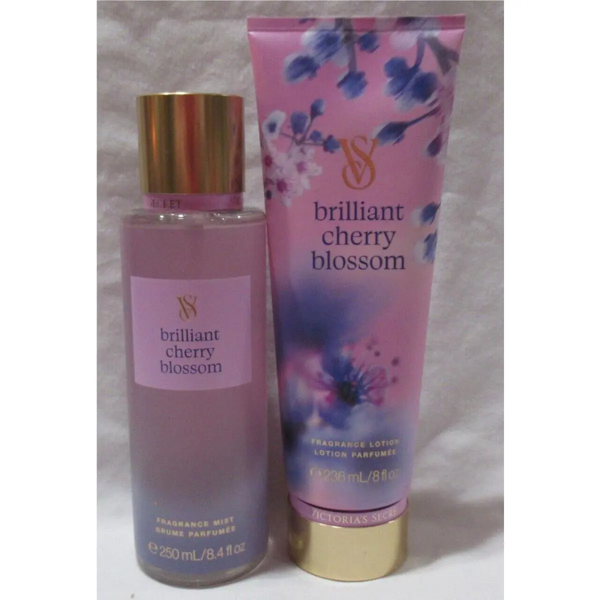 Victoria`s Secret Fragrance Mist Lotion Set Lot of 2 Brilliant Cherry Blossom