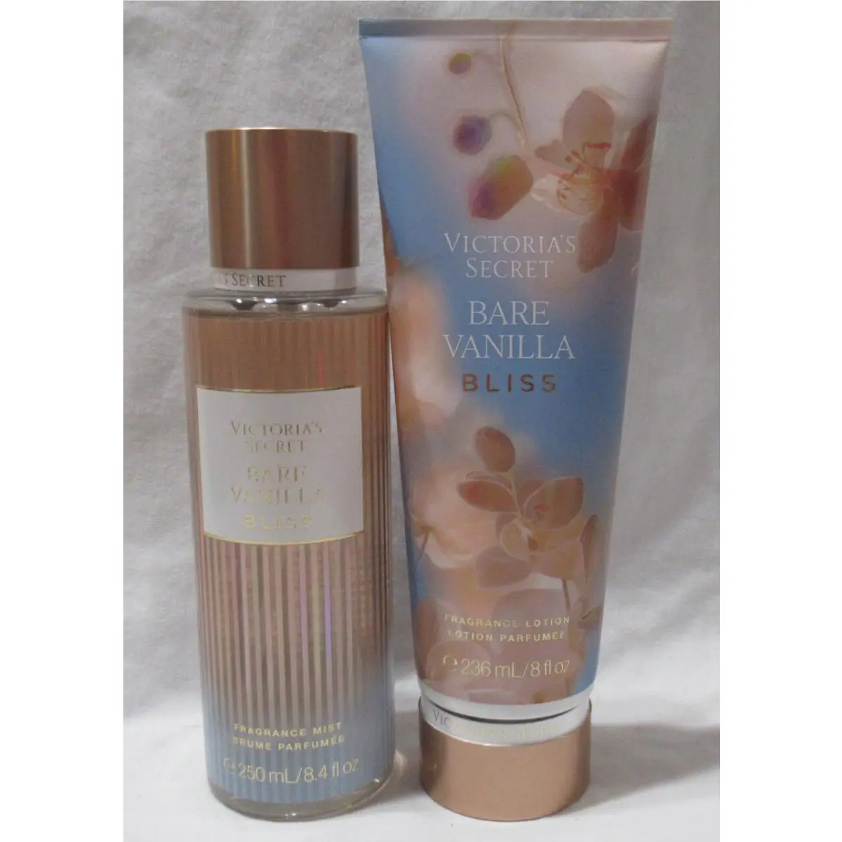 Victoria`s Secret Fragrance Mist Lotion Set Lot of 2 Bare Vanilla Bliss