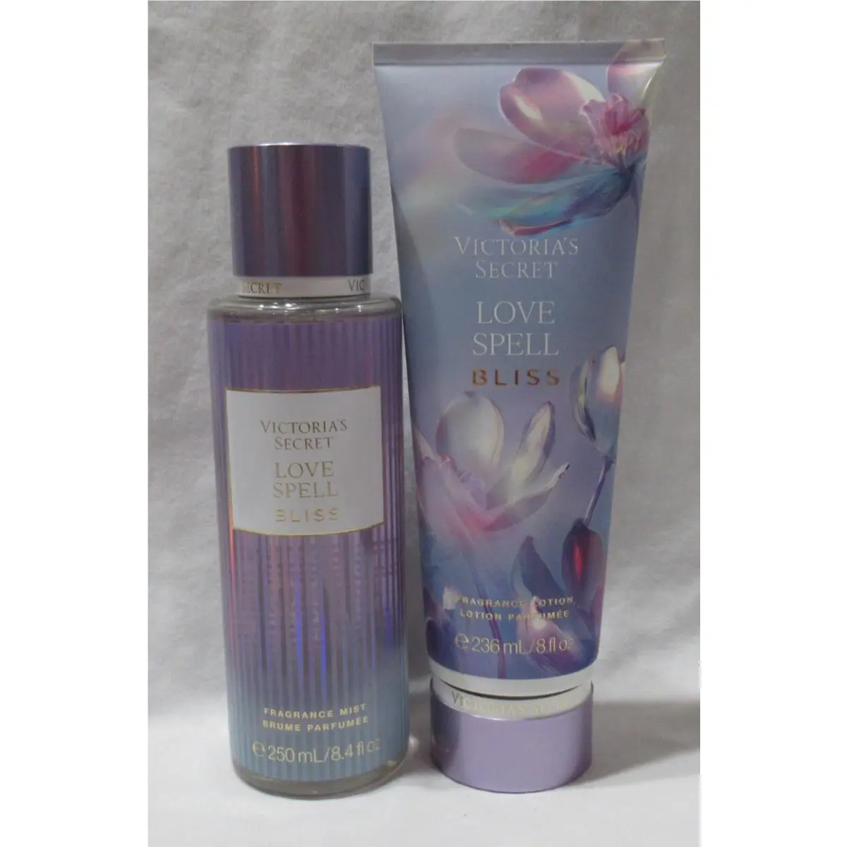 Victoria`s Secret Fragrance Mist Lotion Set Lot of 2 Love Spell Bliss