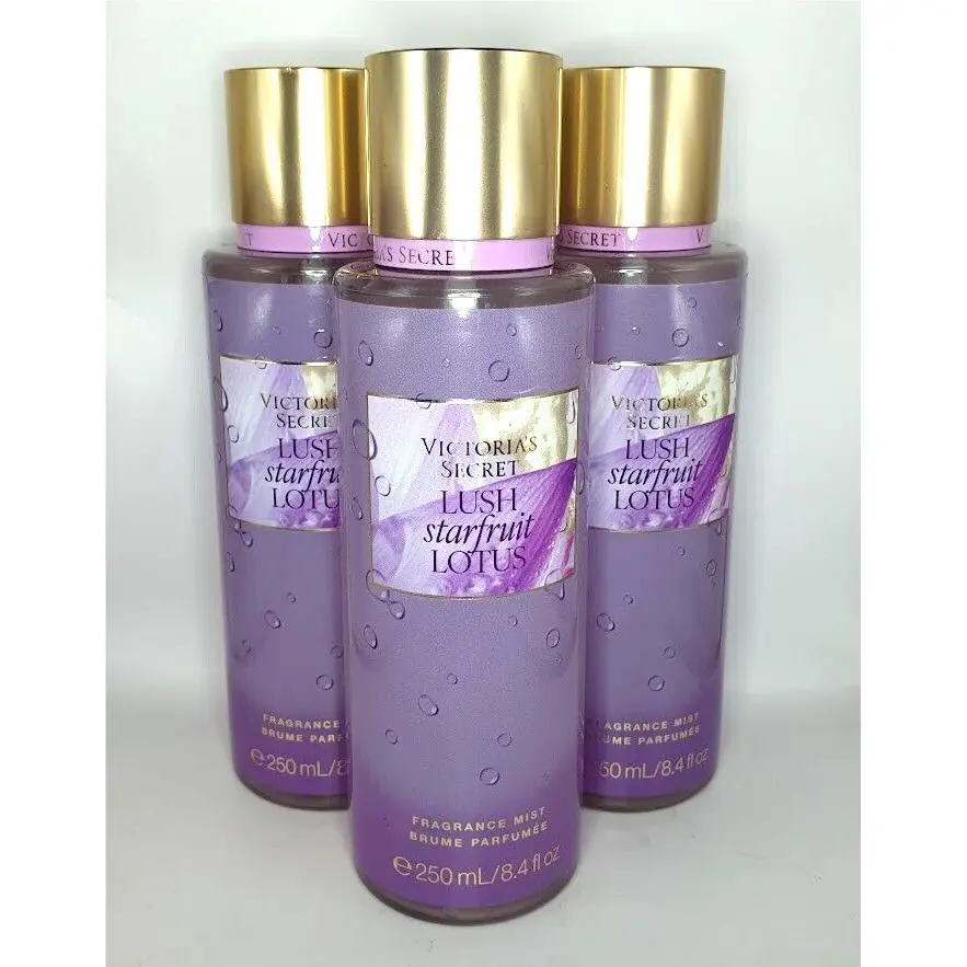 Victoria`s Secret Lush Starfruit Lotus Body Mist 8.4 FL OZ Set OF 3