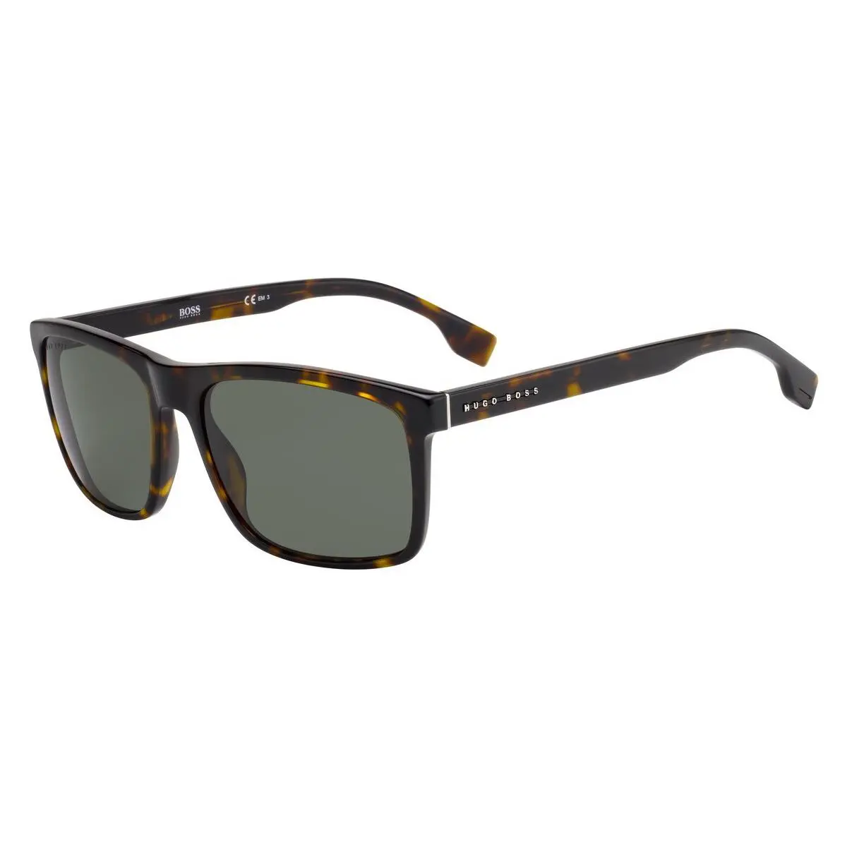 Hugo Boss Men`s Rectangular Sunglasses BS 1036/S 0086/QT Havana/green 58mm - Frame: 0086 Dark Havana, Lens: QT Green, Code: 0086QT
