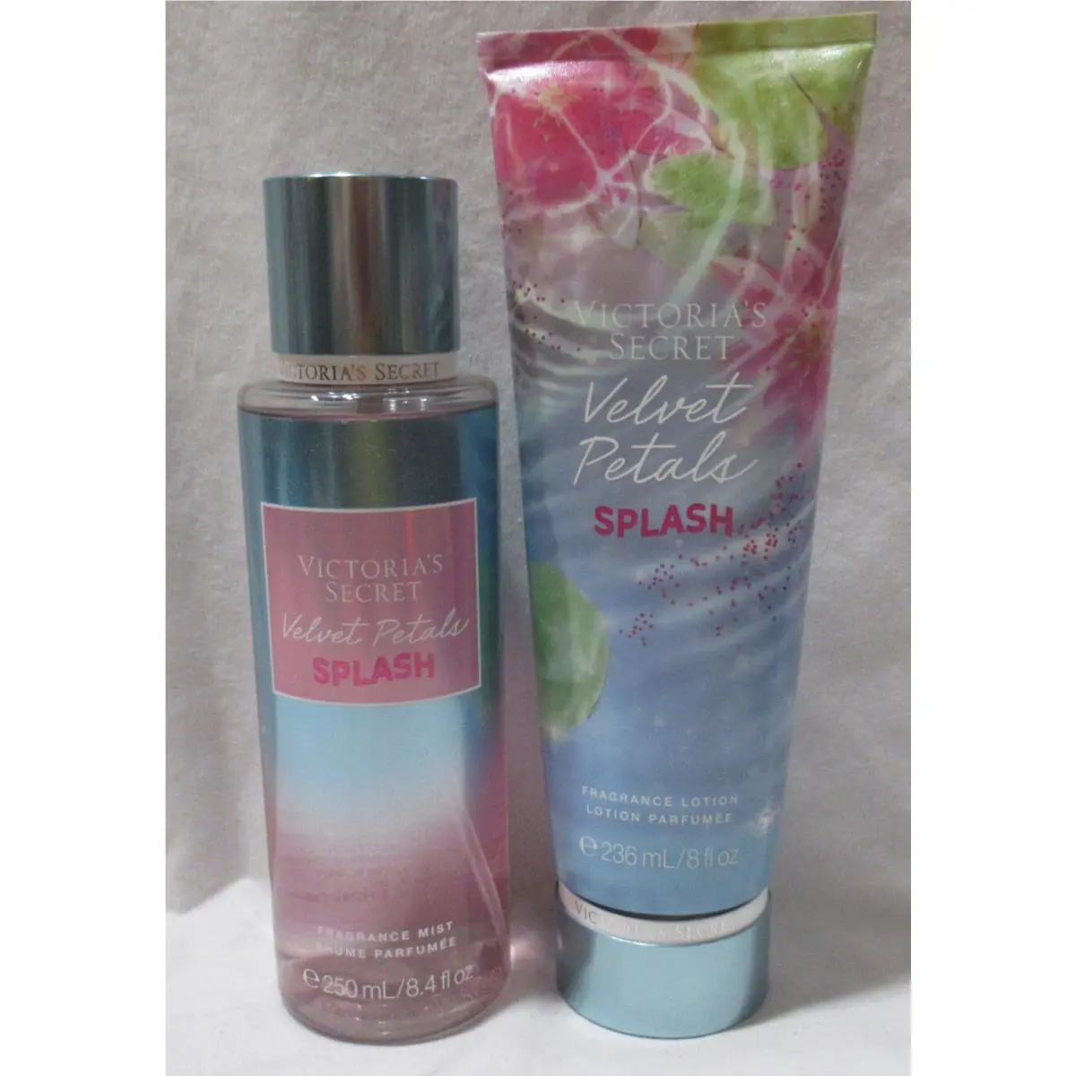 Victoria`s Secret Fragrance Mist Lotion Set Lot of 2 Velvet Petals Splash