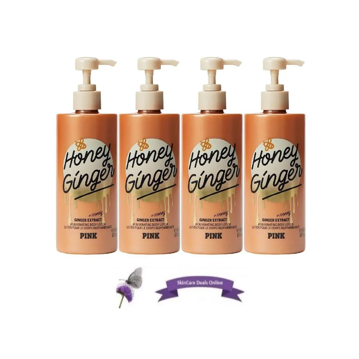 Victoria`s Secret Pink Honey Giger Lotion Body Lotion 14 Fl Oz - Lot of 4