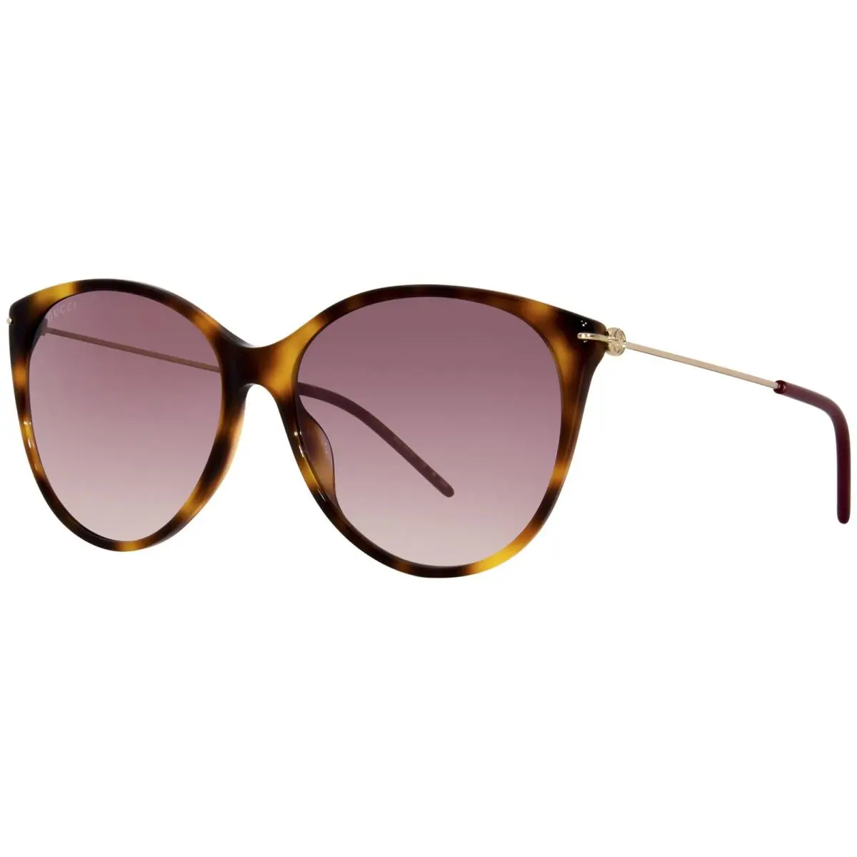Gucci GG1268S 002 Sunglasses Women`s Havana/gold/red Lenses Oval Shape 58mm