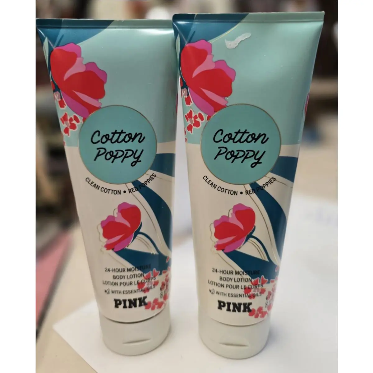 2 Pack Victoria’s Secret Pink Cotton Poppy Fragrance Body Lotion Cream