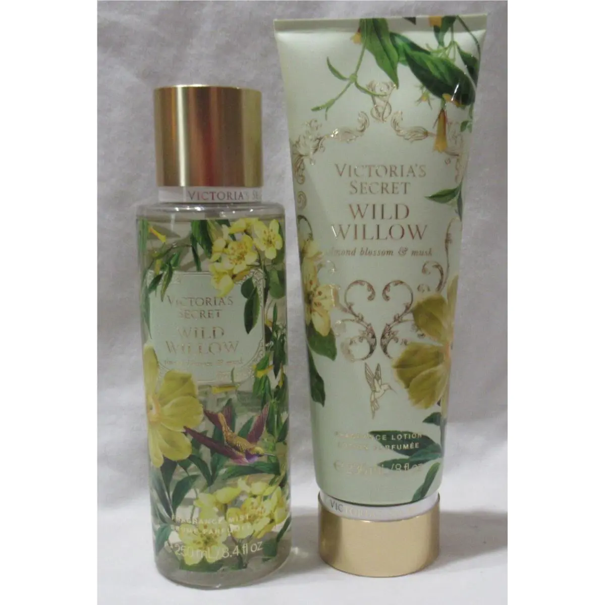Victoria`s Secret Fragrance Mist Lotion Set Lot of 2 Wild Willow Almond Musk