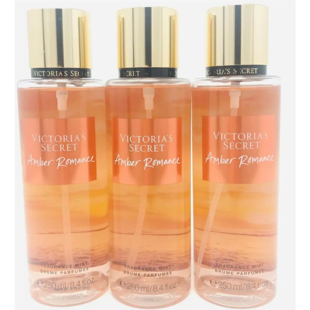 3 Victoria`s Secret Fragrance Perfume Mist For Women Amber Romance 8.4 oz