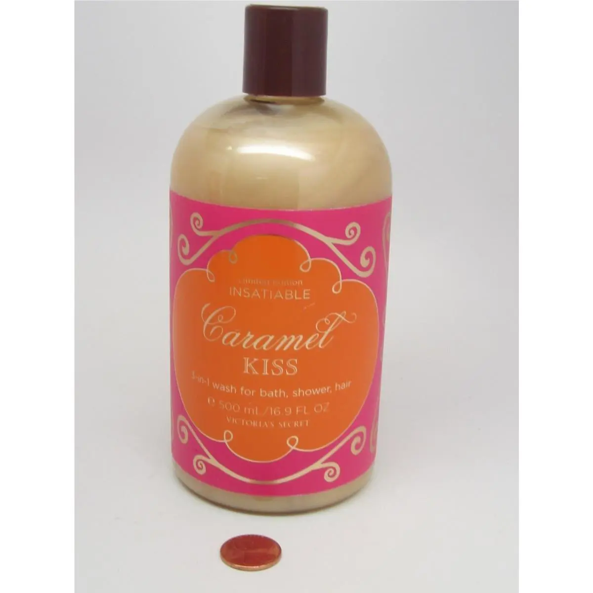 Victoria`s Secret Caramel Insatiable Kiss 3/1 Wash Bath Shower Hair 16.9oz/500ml
