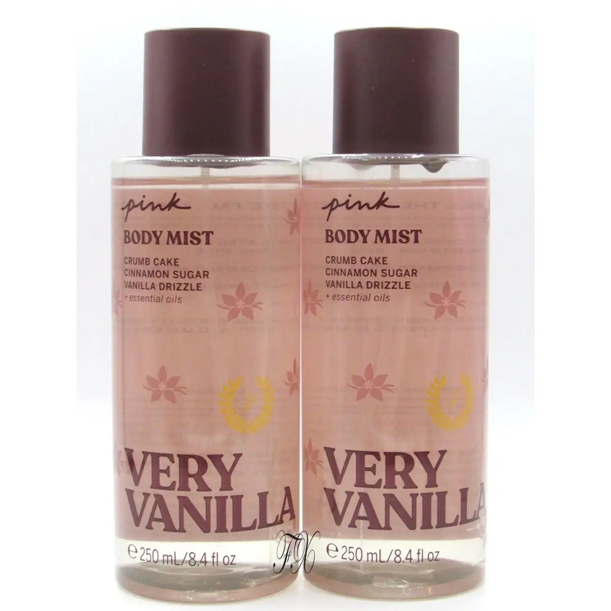 Victoria`s Secret Pink Very Vanilla Body Mist Spray 8.4 FL OZ Lot OF 2 Pcs