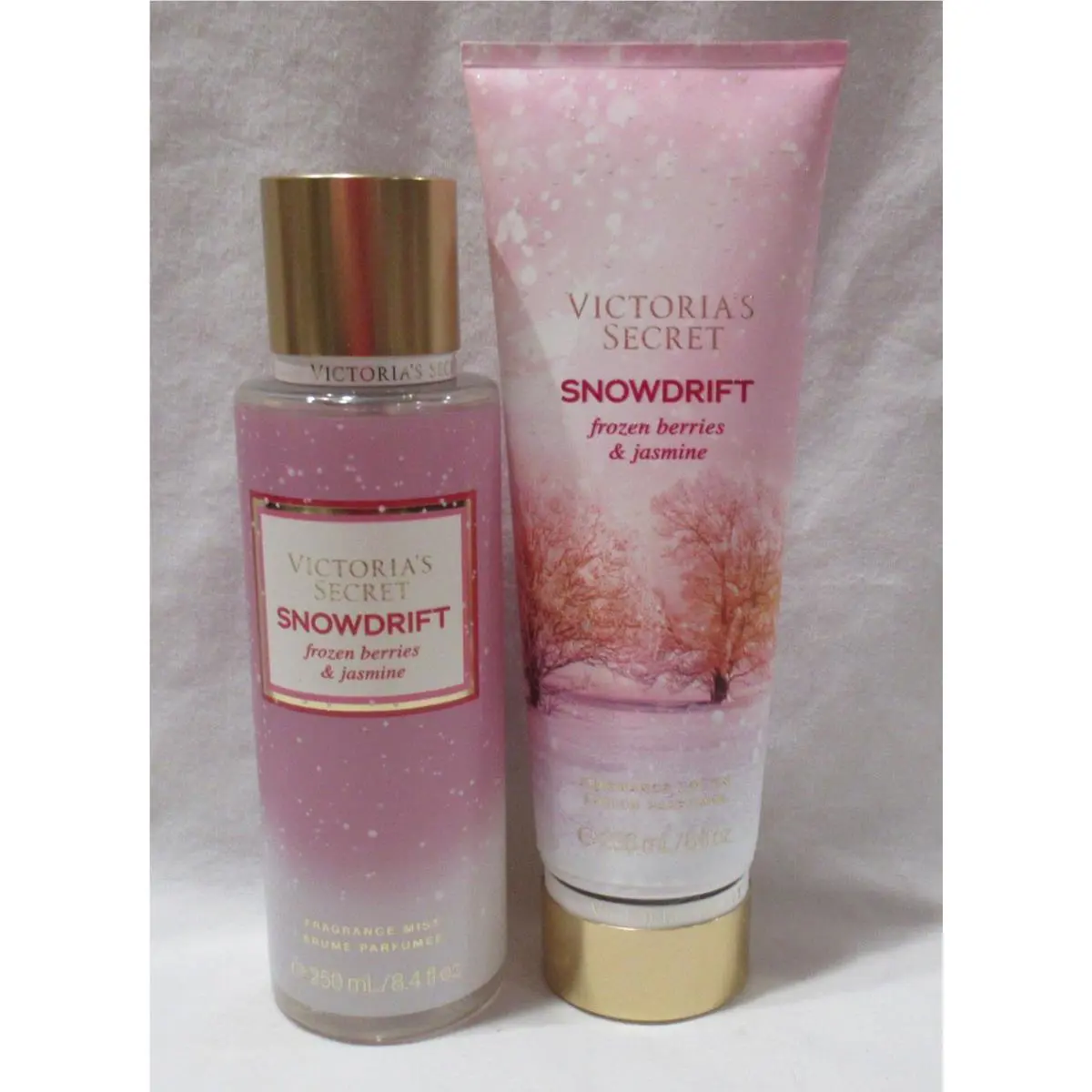 Victoria`s Secret Fragrance Mist Lotion Set Lot of 2 Snowdrift Berries Jasmine