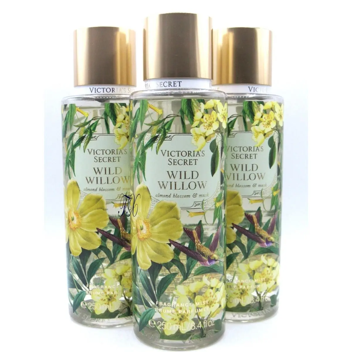 Victoria`s Secret Wild Willow Fragrance Mist Body Spray 8.4 OZ Lot OF 3 Pcs
