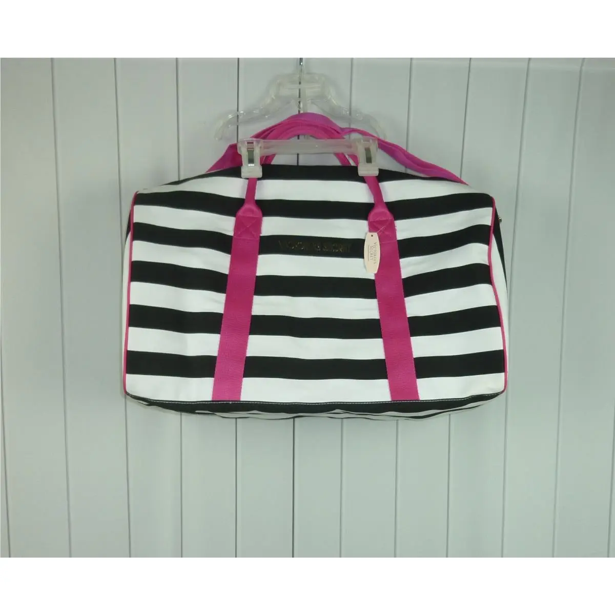 Victoria Secret Women’s Rare Black White Striped Body or Hand Weekender Bag by Victoria's Secret