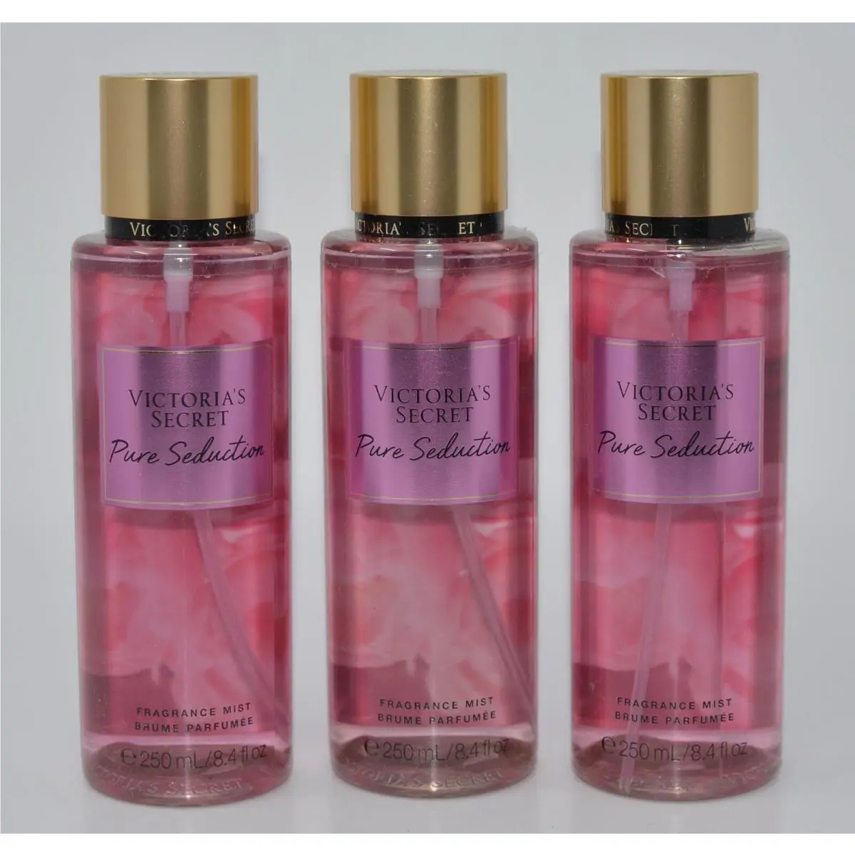 3 Victoria`s Secret Pure Seduction Fragrance Mist Body Spray 8.4OZ Large