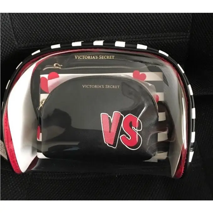 Victoria`s Secret Cosmetic Bag Trio Make-up Travel Bag Valentine`s Day