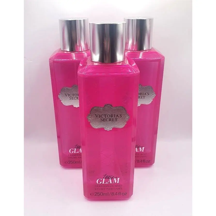 Victoria`s Secret Tease Glam Body Mist 8.4 FL OZ Limited Edition Set OF 3