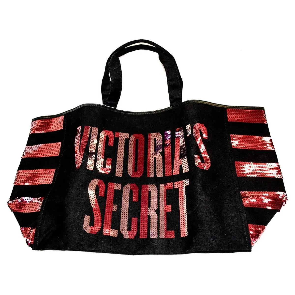 Victoria`s Secret Limited Edition Black Canvas and Sequin Large Tote Bag by Victoria's Secret