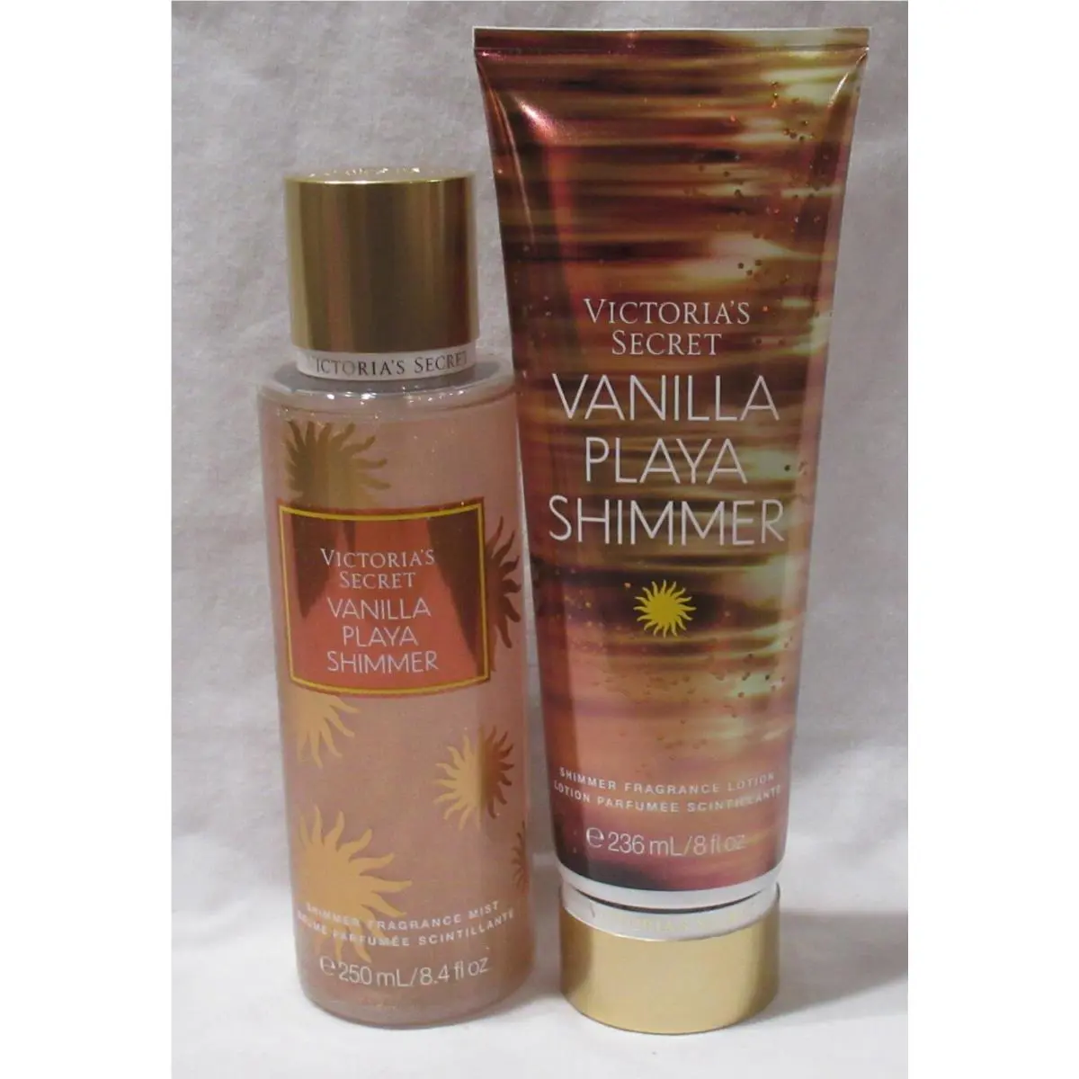 Victoria`s Secret Fragrance Mist Lotion Set Lot of 2 Vanilla Playa Shimmer