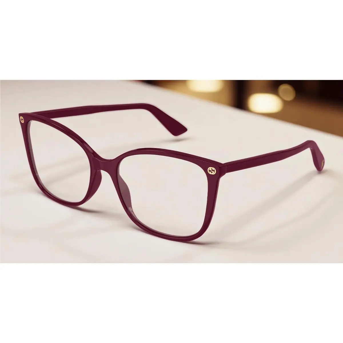GG0026O 012 Cat Eye Acetate Burgundy Demo Lens 53 mm Women`s Eyeglasses by Gucci