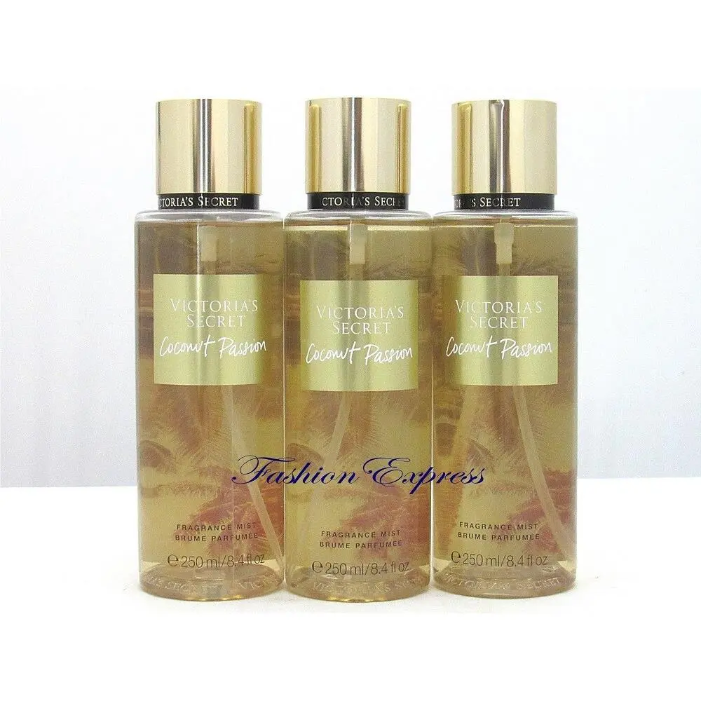 Victoria`s Secret Coconut Passion Body Mist Spray 8.4 FL OZ Lot OF 3 Pcs