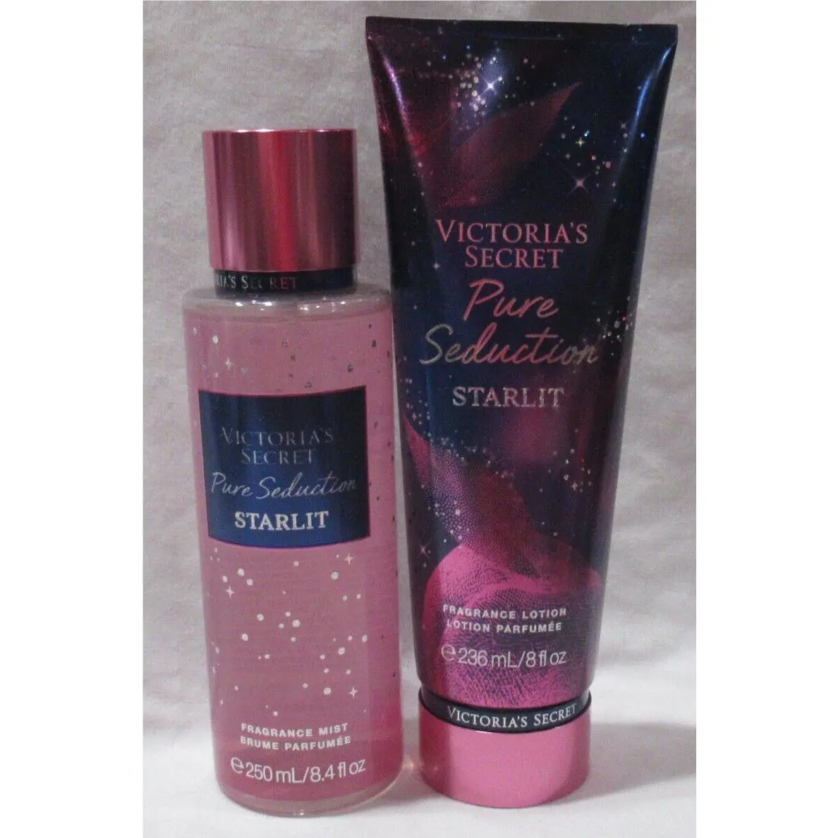 Victoria`s Secret Fragrance Mist Lotion Set Lot of 2 Pure Seduction Starlit
