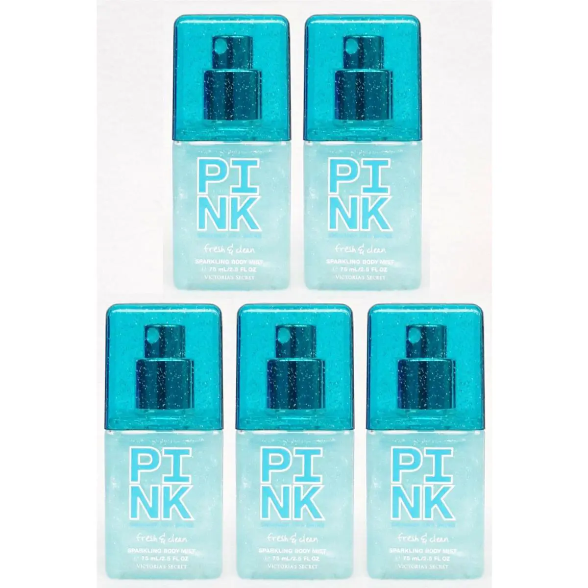 5 Victoria`s Secret Pink Shimmer Shine Fresh Clean Sparkling Body Mist 2.5 oz